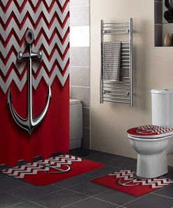 Red Chevron Nautical Anchor Creative Shower Curtain Ideas
