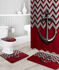 Red Chevron Nautical Anchor Creative Shower Curtain Ideas