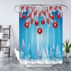 Red Christmas Ball Pine Twig Berry Snowflake Shower Curtain - Festive Holiday Bathroom Decor