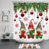 Red Christmas Ball Snowflake Funny Gnome Shower Curtain for Bathroom Decor with Festive Design
