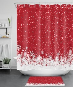 Red Christmas Ball Snowflake Winter Shower Curtain