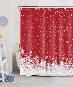 Red Christmas Ball Snowflake Winter Shower Curtain