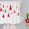 Red Christmas Tree And Snowflakes Festive Shower Curtain For Your Bathroom 