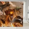 Red Dragon Shower Curtain - Fantasy Magic Medieval Animal Design for Bathroom Decoration