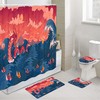 Red Dragon and Sea Waves Japanese Myth Shower Curtain for Bathroom Decor