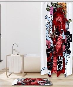 Red Dragon with Fiery Breath Waterproof Shower Curtain