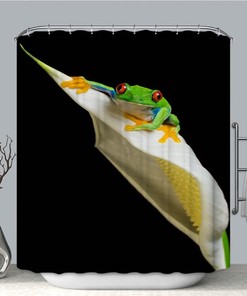 Red Eyed Frog Riding A White Peace Lily Flower Shower Curtain
