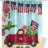 Red Farm Truck Puerto Rico Flag Frog Shower Curtain with Spring Flower and Beach Scenery for Boho Bathroom Decor