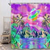 Red Flamingo Print Colorful Shower Curtain With Star Ring For A Bold Bathroom Decorr
