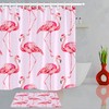 Red Flamingos Shower Curtain - Waterproof Fabric Bathroom Decor with Hooks