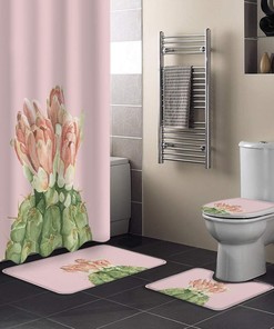 Red Flower Blossom Fleshy Cactus Pink Best Shower Curtain