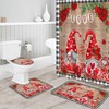 Red Gnomes Roses Love Heart Shower Curtain | Valentine's Day Wooden Plaid Bathroom Decor