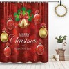 Red Golden Snowflake Ball Christmas Shower Curtain - Jingling Bell Design Brings Winter and Happiness to Your Bathroom. 