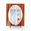 Red Grey Winter Snowflake Christams Print Fabric Christmas Shower Curtain