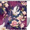 Red Heads Crane Cherry Blossoms Bathroom Fabric Curtains Shower Curtain