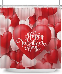 Red Heart Balloons And Love Words Shower Curtain For A Romantic Bathroom