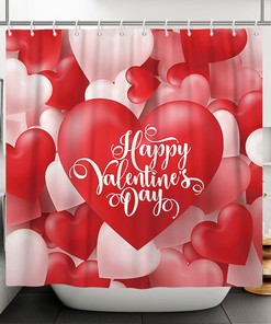 Red Heart Balloons And Love Words Shower Curtain For A Romantic Bathroom