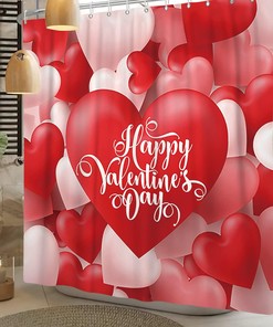Red Heart Balloons And Love Words Shower Curtain For A Romantic Bathroom