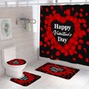 Red Heart Bath Shower Curtain Lid Waterproof for Valentine's Day Decor
