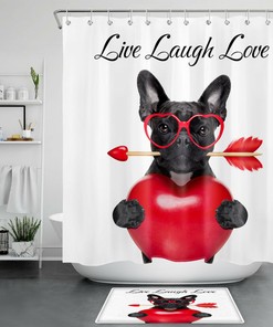 Red Heart Black Dog Shower Curtain - A Sweet Bathroom Addition For Valentine'S Day