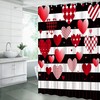 Red Heart Black White Stripe Valentine'S Day Shower Curtain For Sweet Bathroom Decor