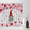 Red Heart Cute Gnome Vintage Wooden Printed Valentine'S Day Shower Curtain Fabric