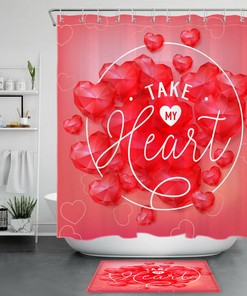 Red Heart Diamond Valentine's Day Shower Curtain for a Romantic Touch