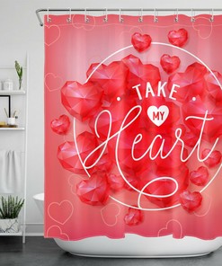 Red Heart Diamond Valentine's Day Shower Curtain for a Romantic Touch