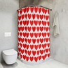 Red Heart Pattern Shower Curtain - Romantic Bathroom Decor 