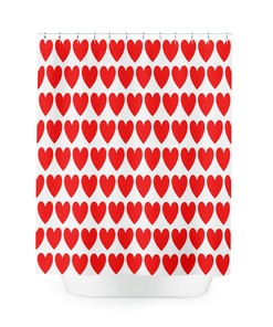 Red Heart Pattern Shower Curtain - Romantic Bathroom Decor