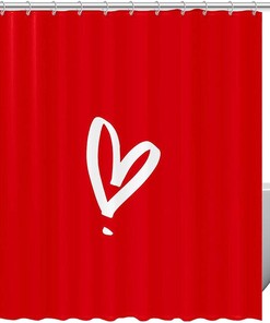 Red Heart Shower Curtain For Romantic Bath