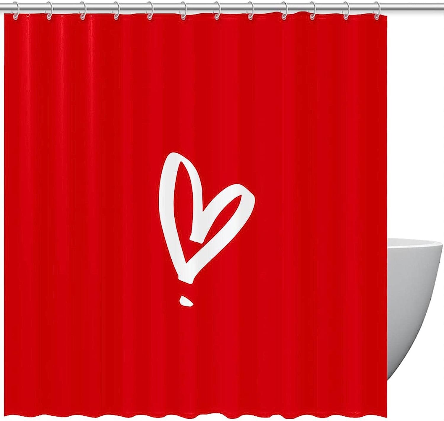 Red Heart Shower Curtain For Romantic Bath