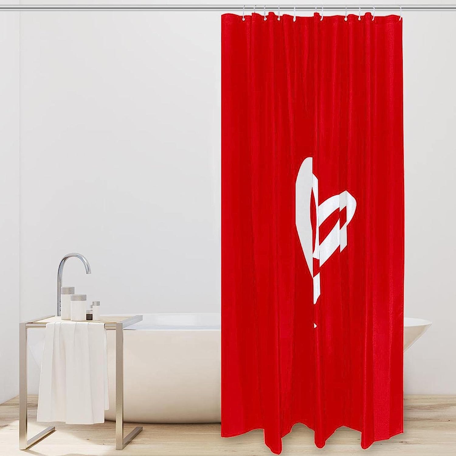 Red Heart Shower Curtain For Romantic Bath