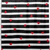 Red Hearts Black White Stripes Shower Curtain, Modern Bathroom Accessory 