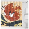 Red Japanese Bird and Crane Shower Curtain- Create a Zen-Like Ambiance in Your Bathroom 