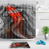 Red Koi Fish Japanese Art Style Shower Curtain for Bathroom Decor
