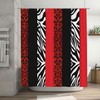 Red Leopard and Zebra Print Animal Shower Curtain for Wild Farmhouse Bathroom Style