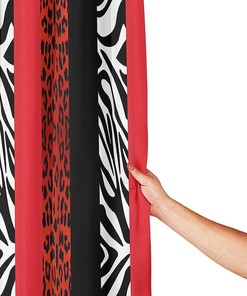 Red Leopard and Zebra Print Animal Shower Curtain for Wild Farmhouse Bathroom Style
