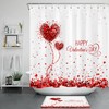 Red Love Heart Balloons Valentine's Day Shower Curtain for Bathroom Decor