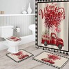 Red Love Heart Truck Roses Shower Curtain | Valentine's Day Black Plaid Burlap Bathroom Decor