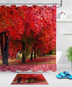 Red Maple Leaves Shower Curtain - Autumn Garden Trees Fall Design