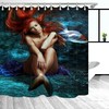 Red Mermaid Shower Curtain Bathroom Decoration 