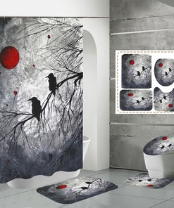 Red Moon Night Waterproof Shower Curtain for a Bold Bathroom