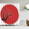 Red Moon and Cherry Blossom Shower Curtain for Lovers of Japanese Culture