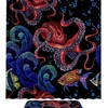 Red Octopus Embroidered Shower Curtain, Nautical Bathroom Accessory 