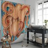 Red Pacific Octopus Tentacles Watercolor Print Fabric Shower Curtain