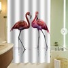 Red Pair of Flamingos Design Fabric Unique Shower Curtain 