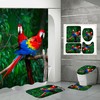 Red Parrots Shower Curtain for Exotic Bird Bathroom Decor