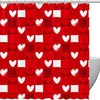 Red Plaid Loving Heart Shower Curtain for Romantic Bathroom Decor