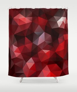 Red Poly Art Geometric Abstract Pattern Shower Curtain for a Modern Bathroom